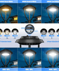 60W LED Post Top Light With Photocell showcasing adjustable wattage and CCT settings with night scene background