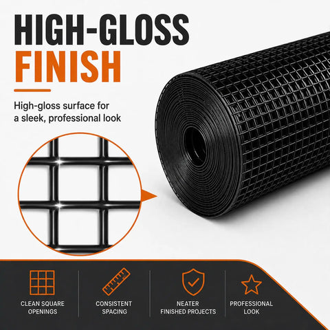 Built Like A Brick 1/2 Inch Hardware Cloth Tough As Nails Chicken Wire Fencing Roll showing high-gloss finish and clean square openings.