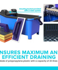 Grouting Bucket Kit With Sponge Floats And Wheels For Tile Work And Grout Cleaning, 20L Bucket with roller drainage system.