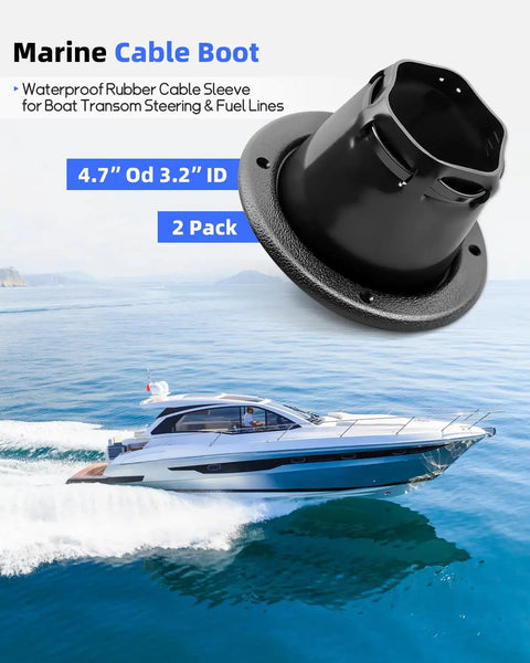 Marine Cable Boot Waterproof Rubber Sleeve for Boat Transom Steering and Fuel Lines with 4.7 inch OD and 3.2 inch ID