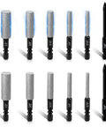12 Piece Diamond Drill Bit Set With 35mm Extended Diamond Brazed Grinding Surface For Glass Ceramic Porcelain Marble Granite Tiles Heavy Duty Dry Drilling Wax Core One Quarter Inch Hex Shank Includes 2 Pilot Bits displayed in a grid