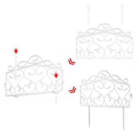 Decorative Garden Border Edging Kit In PP Plastic With Faux Wrought Iron Leaf And Bird Design 8 Panels shown in detail