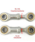 Metric Male Left Female Right Hand Thread Rod End Joint Bearing Self Aligning Heavy Duty with markings for rotation direction.