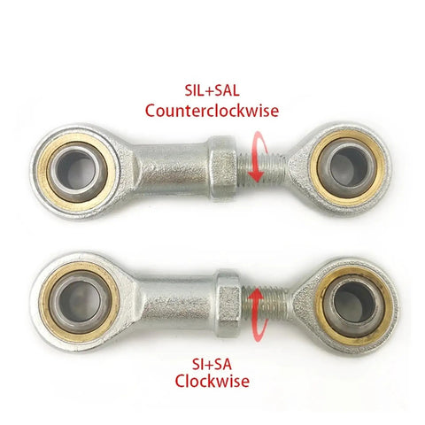 Metric Male Left Female Right Hand Thread Rod End Joint Bearing Self Aligning Heavy Duty with markings for rotation direction.