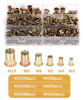 Bulk Rivet Nuts Kit 500 Pcs Galvanized Carbon Steel Threaded Inserts M3 to M10 with storage box for heavy-duty use