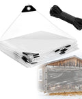 6.6x10ft Anti-Tear Heavy-Duty Clear Tarp Waterproof For Patio Winterizing 5 Mil Snowproof and Windproof with grommets and rope.