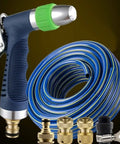 Top Shelf Slick Retractable Hose Reel And Hose Cart For Garden Or Car Wash with brass fittings and blue hose.