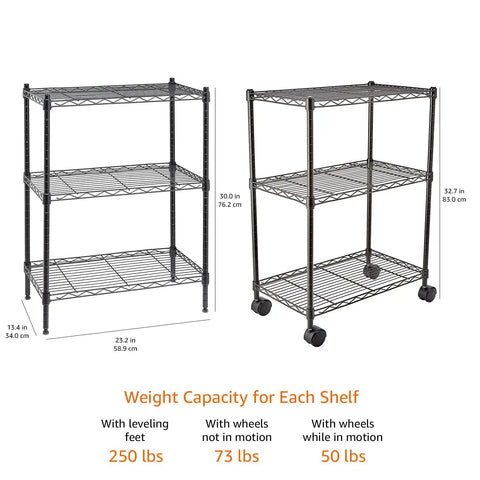 Heavy Duty Three Shelf Metal Wire Storage Shelving Unit With Smooth Ride Casters And Adjustable Racks For Garage Organization Solid Steel Utility Cart Delivers Serious Space Saving Flex For Tool Stash