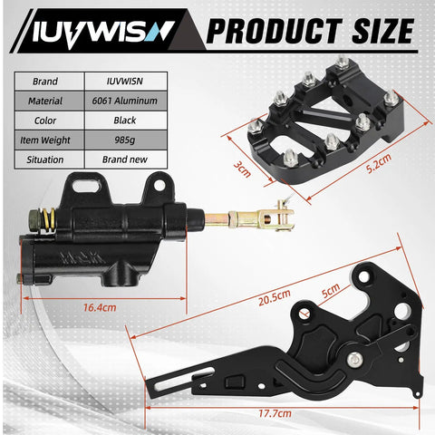 Hydraulic Foot Brake Pedal Lever Kit for Surron LBX X260 X160 Electric Dirt Bikes CNC 6061-T6 Aluminum Upgrade Easy Install Beefed Up Braking Performance DOT4 Fluid Not Included