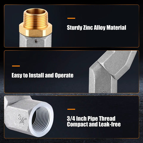 Six Pack Three Quarter Inch Fuel Hose Swivel Connector NPT Zinc Alloy 360 Degree Rotating Fuel Nozzle Adapter For Multi Planes Applications For Easy Installation, 3/4-inch threaded zinc alloy connector