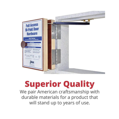 Top Tier Full Access Bi Fold Door Hardware Set Rock Solid Build detail of housing assembly with hinge and instructions.