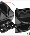 2-Piece Front Left And Right Engine Motor Mount Set For Chevy GMC Cars And SUVs Fits Malibu Impala Camaro C10 C20 Suburban Blazer Caprice Jimmy K1500 And More Durable Engine Mounts For V8 V6 Engines, close-up view of black metal mounts