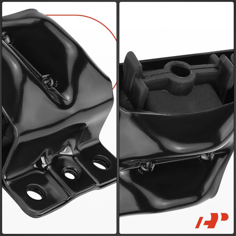 2-Piece Front Left And Right Engine Motor Mount Set For Chevy GMC Cars And SUVs Fits Malibu Impala Camaro C10 C20 Suburban Blazer Caprice Jimmy K1500 And More Durable Engine Mounts For V8 V6 Engines, close-up view of black metal mounts