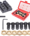 18 Piece 5 8 Inch T Slot Eccentric Clamping Kit With Half To Thirteen Thread For Lathe Milling Machines Pro Grade Heavy Duty Copper And 45 Steel Fixture For Mold Tool Making And Workshop Projects, red case