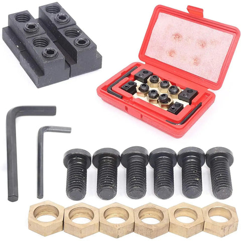 18 Piece 5 8 Inch T Slot Eccentric Clamping Kit With Half To Thirteen Thread For Lathe Milling Machines Pro Grade Heavy Duty Copper And 45 Steel Fixture For Mold Tool Making And Workshop Projects, red case
