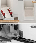 Total Game Changer Expandable Pull Out Cabinet Organizer With Heavy Duty Adhesive Backing For Deep Kitchen Drawers showing easy installation without tools.