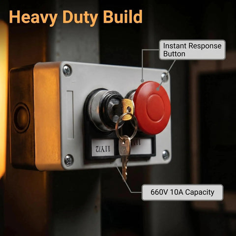660V 10A Red Mushroom Push Button Switch Momentary Action With 2 Position On Off Key Lock Rotary Built Tough For Industrial Control Panels 5mm Mounting Hole And Clear Easy To Read Status Indicator, red mushroom switch on panel