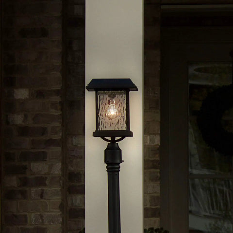 Aspen Solar Lamp Post Light Outdoor Waterproof Aluminum With Clear Rain Glass 3-Inch Fitter for evening porch lighting