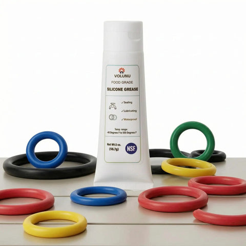 Food Grade Silicone Grease 4oz Twin Pack NSF Approved Waterproof Go-To Lubricant tube with colorful O-rings for valves and faucets