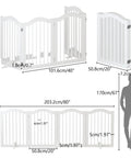 Rock Solid Freestanding Pet Gate With Quick Rollout Four Panel Dog Safety Fence Heavy Duty Crafted Barriers For Roomy Doorways And Stairwells No Sweat Assembly In Crisp White dimensions and design layout