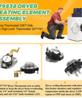 Upgraded 279838 Dryer Heating Element Kit with thermostats, shown with technician and dryer setup