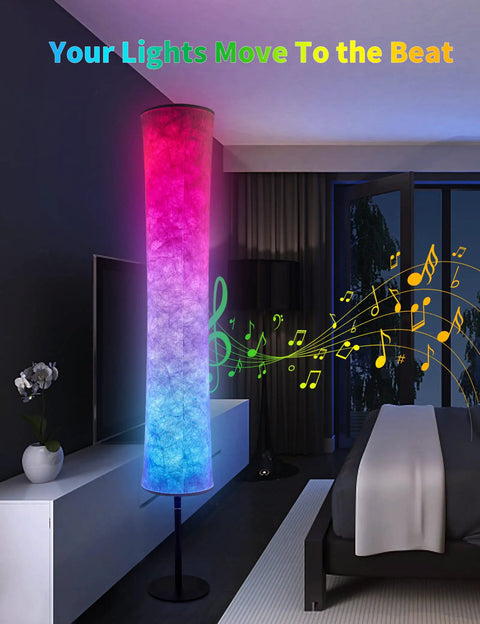 RGB Color Changing LED Floor Lamp Smart Light With Alexa And Google App Control DIY Mode Music Sync in modern bedroom