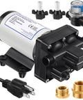Water Pressure Booster Pump Kit 110V Self Priming Industrial Pump With 5.5 GPM At 70 PSI Includes Plug Brass Fittings and Filter