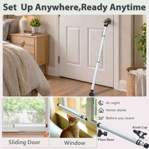 Heavy Duty 3 In 1 Door Security Bar With High Strength Steel And Anti Slip Rotating Base built to last for home safety, shown in use