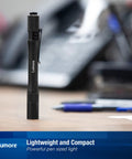 Pocket Light 4 Pack With 100 Lumen Handheld Flashlights, 2 Hour Runtime, shown standing on a desk