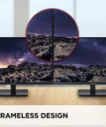 32 Inch IPS Monitor With Full HD 1080p, Thin Bezel Design, Built In Speakers, HDMI And VGA, Flicker Free Eye Care shown on desk