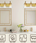 Three Light Matte Black Vanity Light Fixture With Clear Glass Shades For Bathroom Farmhouse Rustic Style Above Mirror Dope Look