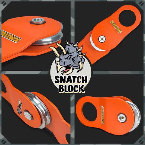 10 Ton Winch Snatch Block Towing Pulley With 22000 Lbs Capacity Heavy Duty Offroad Recovery Accessory, orange steel construction