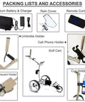 Easy Fold Electric Golf Push Cart With Remote Control And Dual Motor For Casual Rounds On The Links accessories, umbrella holder, cell phone holder, cup holder