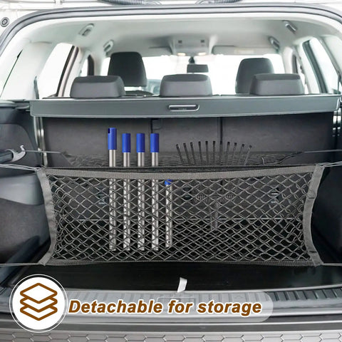 Heavy Duty Garden Rake With 11 Metal Tines and Adjustable 36 to 78 Inch Handle stored in car trunk