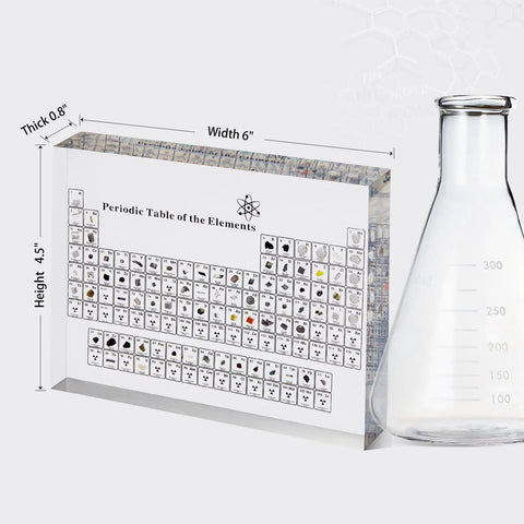 Hands On Acrylic Periodic Table With 83 Real Element Samples For Teaching And Learning Aids A Practical Gift, 6x4.5x0.8 Inch