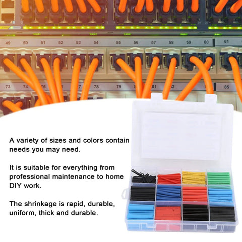 Cool Heat Shrink Tube Kit With 560 Durable Cross-Linked Polyolefin Sleeves For Flame Retardant Wire Insulation And Cable Protection Perfect For Diy Electrical Repairs And Home Upgrades, assorted sizes in storage case