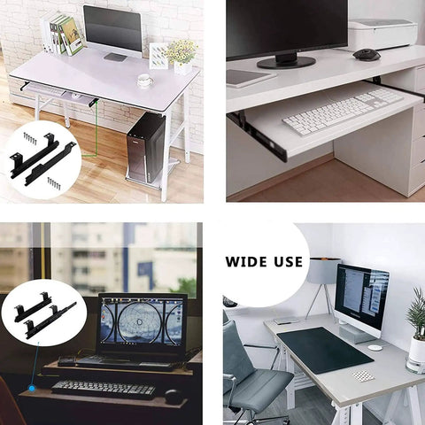 Heavy Duty Keyboard Drawer Slides 10 Or 12 Inch, under desk installation, space-saving design, for office and workstation use