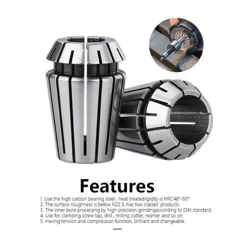 Heavy Duty Er32 Collet Chuck Set For Precision Milling Cnc Tool Holder 2 To 20 mm High Carbon Steel Clamp showing features and details.