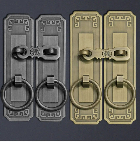 1 Pair Old School Retro Vintage Door Handle Drawer Pull Set With Lock For Cabinets Drawers Wardrobes Antique Brass Hardware 12 Cm Easy To Install Cupboard Knobs For Furniture Makeover