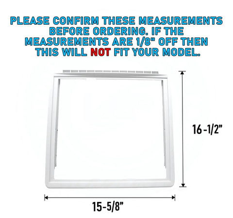 Easy Fit Crisper Pan Cover For Fridge Frigidaire 16.5 X 15.625 In Plug And Play Replacement dimensions shown