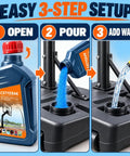 Easy 3-step setup for Heavy Duty Weighted Gel For Basketball Hoop Base Replaces 675 Lbs Of Sand Without The Backbreaking Hustle.