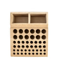 Pro Grade Leatherworking Tool Rack Beech Wood 46 Hole Organizer Box With 2 Slots for home workshop storage and management