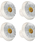 White Daisy Cabinet Knobs 4 Pack 35mm Round Drawer Pulls with crystal glass and ABS, modern simple farmhouse style