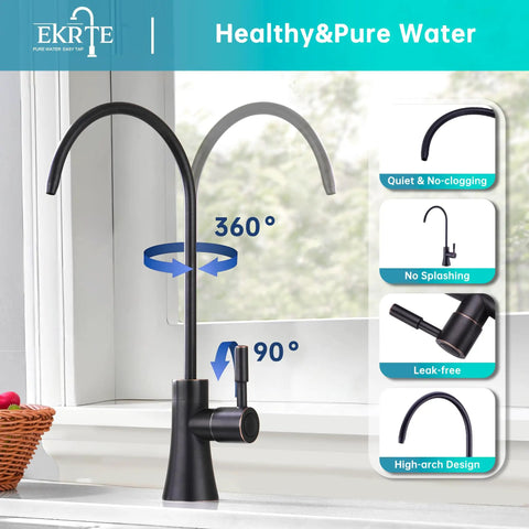 Oil Rubbed Bronze Water Filter Faucet For Under Sink Commercial Reverse Osmosis Spigot Lead Free 304 Stainless Steel shown on countertop