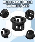 50 Pack 1/2 Inch Cable Snap Bushing Grommet Protector Black Round Nylon, Snap In Shield For Wires And Hoses, Smooth Edges
