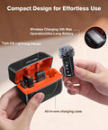 Wireless Lavalier Microphone For iPhone Android Tablets Lightning And USB C Mini Clip On Lapel Mic charging case with microphones