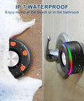 Portable Waterproof Bluetooth Speaker With HD Sound And Lit LED Display IPX7 Shower Speaker with suction cup installed