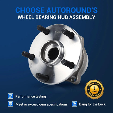 Front Wheel Bearing And Hub Assembly Fits 2004 To 2007 Chevy Malibu And 2005 To 2007 Pontiac G6 5 Lug Non ABS Replacement 513215