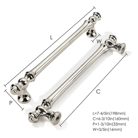 10 Pack Six And A Quarter Inch Polished Nickel Cabinet Pulls 160mm Drawer Handles for Cabinets