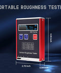 Surface Roughness Tester KR110 Pro Profilometer, compact design, OLED display, shown with measurements, red durable EMI-resistant body.